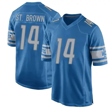 Amon-Ra St. Brown Men's Game Blue Detroit Lions Team Color Jersey