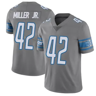 D.J. Miller Jr. Men's Limited Detroit Lions Color Rush Steel Vapor Untouchable Jersey