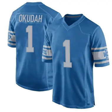 Jeff Okudah Men's Game Blue Detroit Lions Throwback Vapor Untouchable Jersey