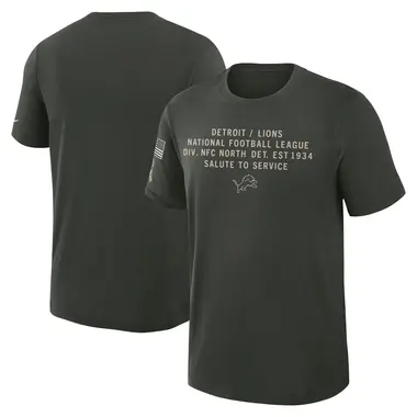 Men's Green Detroit Lions Dark 2025 Salute to Service Sideline Slub T-Shirt