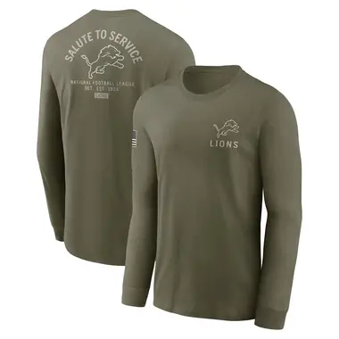 Men's Olive Detroit Lions 2025 Salute to Service Sideline Long Sleeve T-Shirt