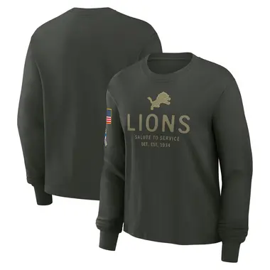 Women's Green Detroit Lions Dark 2025 Salute to Service Sideline Long Sleeve T-Shirt
