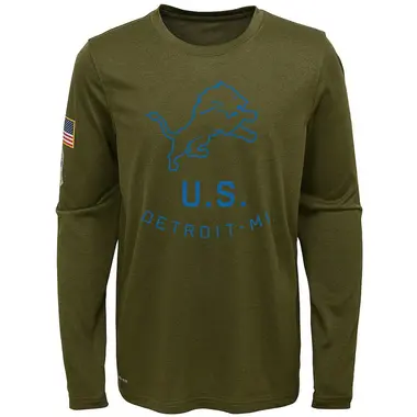 Youth Legend Olive Detroit Lions 2018 Salute to Service Performance Long Sleeve T-Shirt